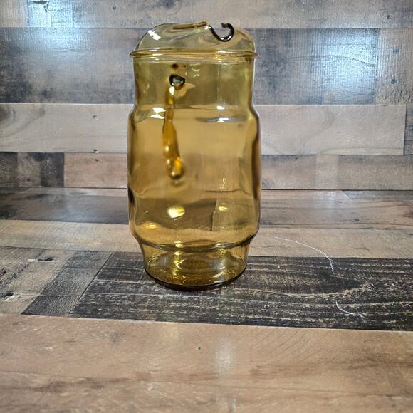 Vintage Amber-Honey Gold Glass Beverage Pitcher Anchor Hocking with Ice Lip - Picture 2 of 5